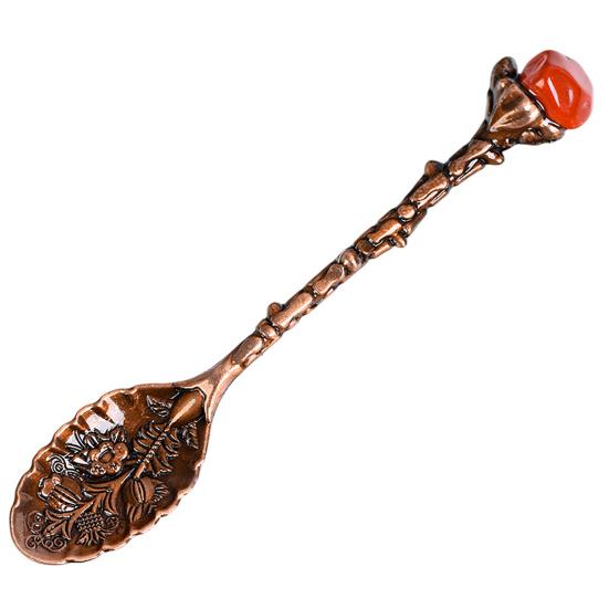 Crystal Coffee Scoop Vintage Carved Stirring Spoon Irregular Polished Stone Dessert Spoon