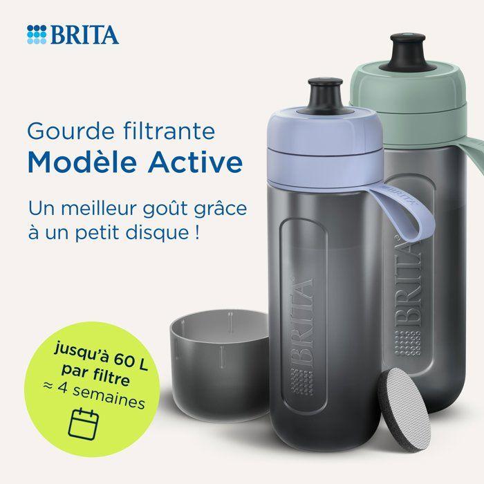 Gourde filtrante - Brita - Active - 0.6L - Filtre charbon actif - 2 microdiscs inclus