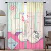 Pink Cat Shades Curtains Child Room Tulle for Bedroom Blackout Curtain Home Interior Curtains 2 Pieces Partition Living Kitchen