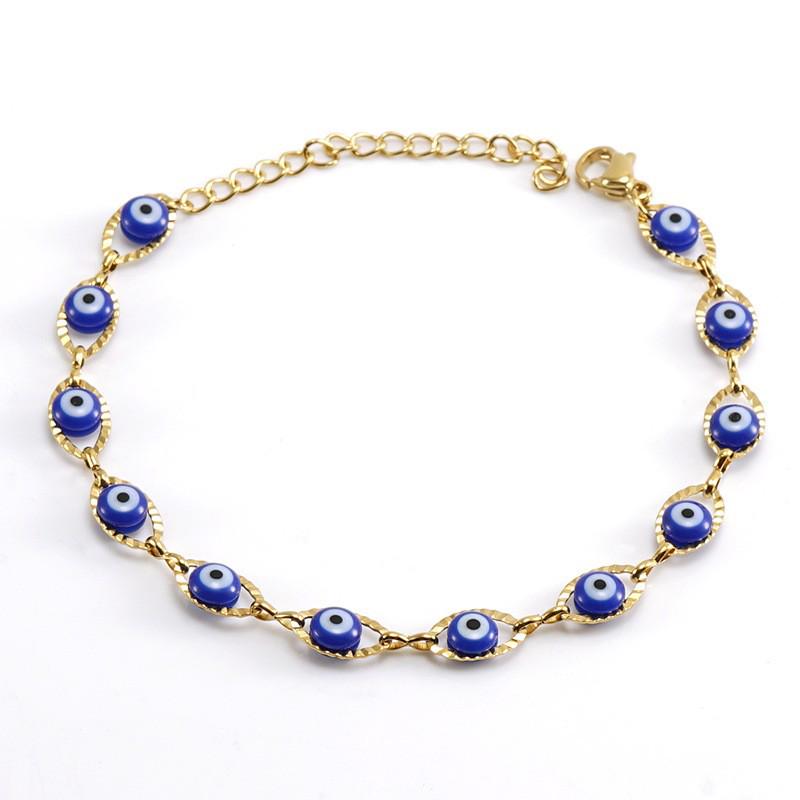 18K Stainless Steel Evil Eye Spliced Women's Bracelet - European & American Style