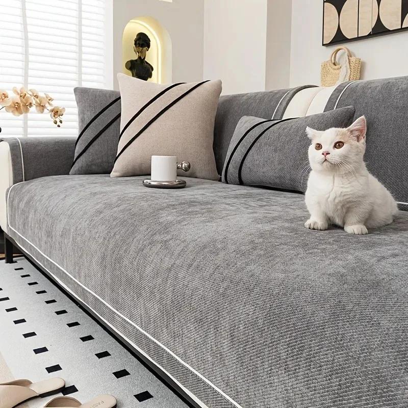 1 Piece Four Season Universal Anti Slip Sofa Mat New Chenille Sofa Cushion Couch Cover Modern Backrest Towel L Shape Sofa Towel