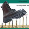 Men's & Women's Waterproof Steel Toe Tactical Boots - High Top, Breathable Cowhide Combat Boots for Outdoor Training & Security.