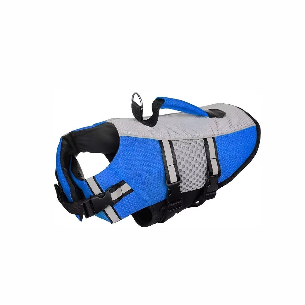Reflective Dog Swimming Vest Adjustable Dog Flotation Vest Pet Life Preserver  Boating XS синий