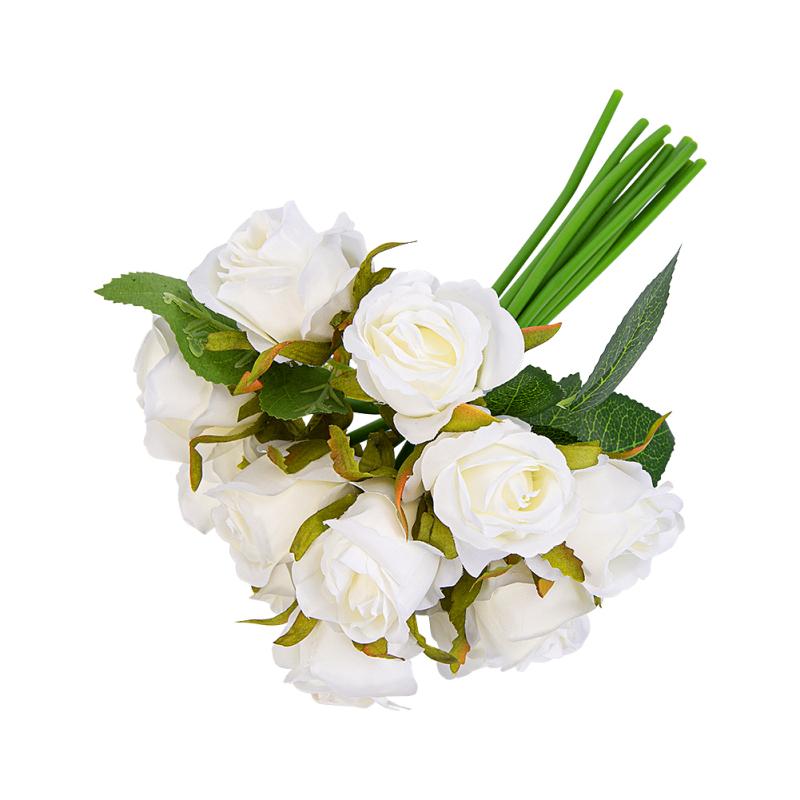 12Pcs Artificial Rose Flower for Bride Wedding Photography Props Home Decor