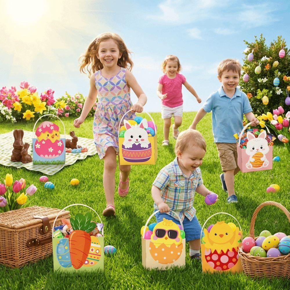 6pcs Egg Rabbit Carrot Easter Bunny Candy Boxes Cartoon Candy Gift Bag  Home Decoration