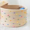 Pack of 2 Sturdy Cotton Rope Storage Baskets With Lid for Organizing Rope Keys and Toy In Elegant Color Designs