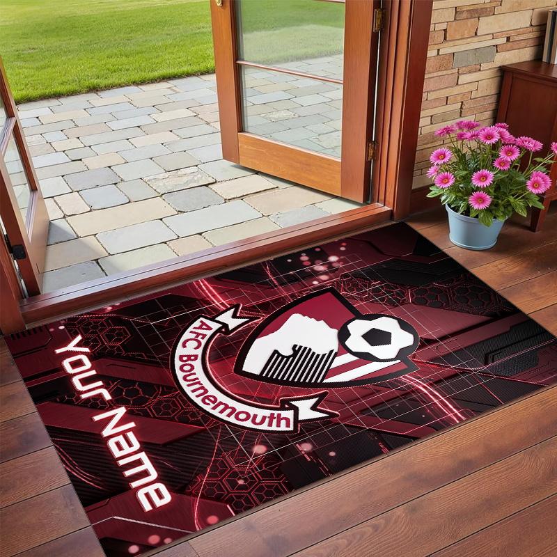 Crystal Velvet Rug Custom Name Text, Soft Non Slip Floor Mat Home DecorBournemouth Football