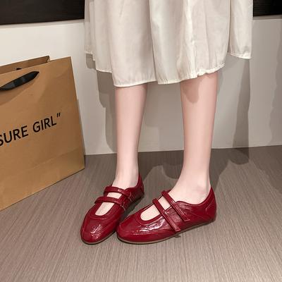 Sheepskin Version~ New Retro Mary Jane Shoes Women's Velcro Casual Ballet Shoes Flat Single Shoes