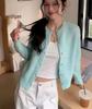 Women's Korean Polka Dot Knit Cardigan - Blue, Spring/Autumn