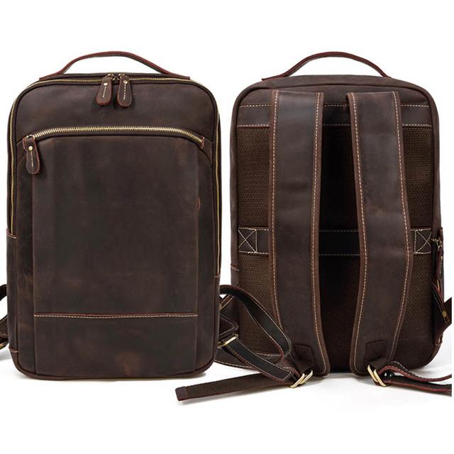 

Vintage Backpack Genuine Leather Men s travel bagapck 16 inch laptop bagpack travel bag with belt on luggage school bag