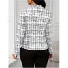 Women S Fitted Plaid Long Sleeve Button Blazer