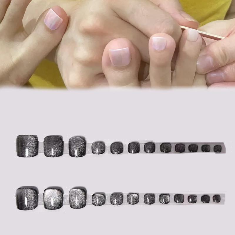 Unique Black Cat Eye Gem Toe Nail Art Stickers Starry Sky Print