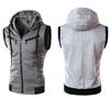 Fashion Men Sleeveless Zipper Hooded Vest Casual Top for Fitness Gym Sports