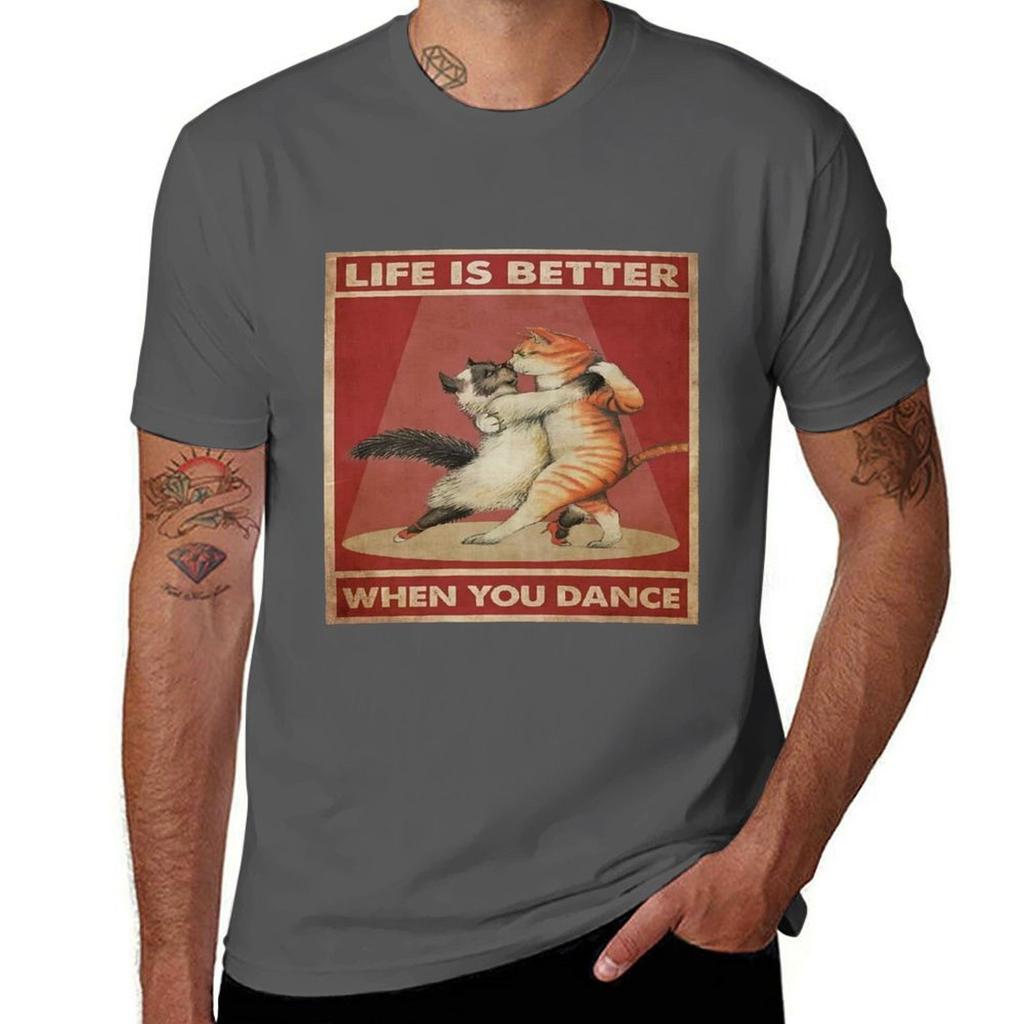 Cats Dancing TShirt Urban Casual Loose Fit Tee TShirt