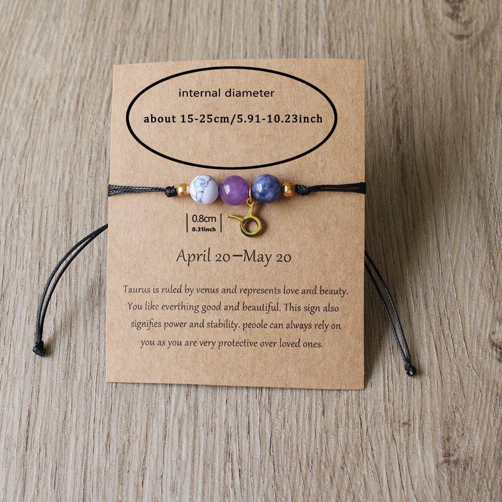 Ensemble de Bracelets Perles Signe Astrologique Pierre Naturelle Cadeaux Festifs Bijoux Mode Minimalistes Adaptés Au Port Quotidien Et Aux Cadeaux