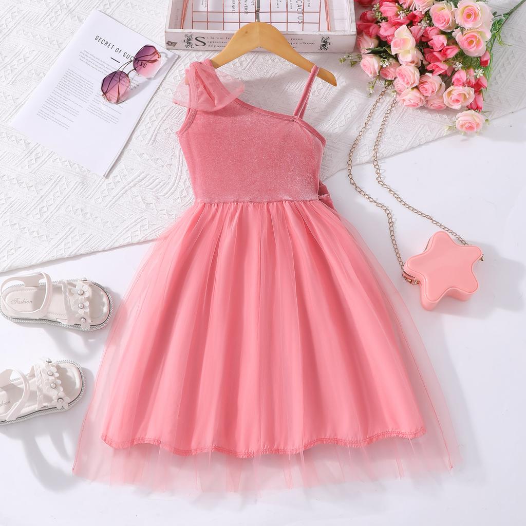 Chicas (Grande y Pequeño) Vestido Volantes Mangas Acampanadas Malla en las Axilas Cuello Redondo Verano Casual