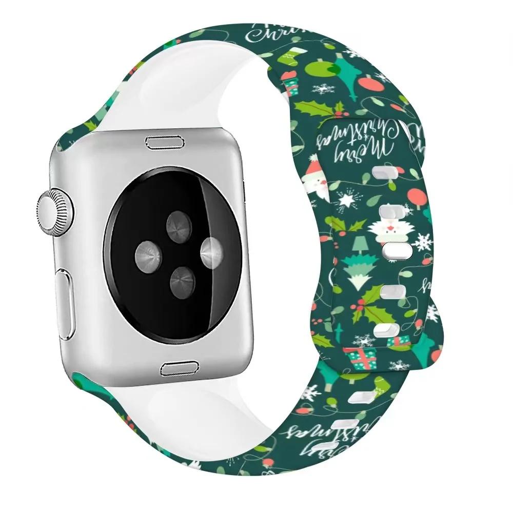 Christmas Silicone Strap For Apple Watch Ultra 49mm 10 9 8 7 45mm 41mm 42mm 46mm Bracelet Wristband iWatch 6 5 4 SE 44mm Correa