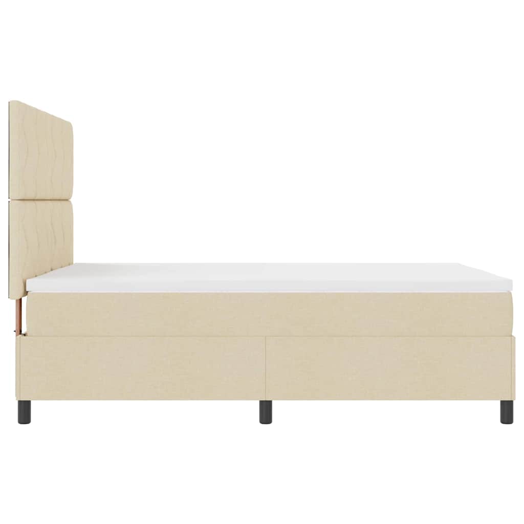 Box Spring Bed with Headboard Cream 140 x 190 cm Fabric