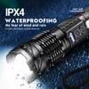 New Upgrade Rechargeable Strong Light Zoom LED Flashlights Warm and White Lamp Beads Built-in Battery Camping Emergency Lantern