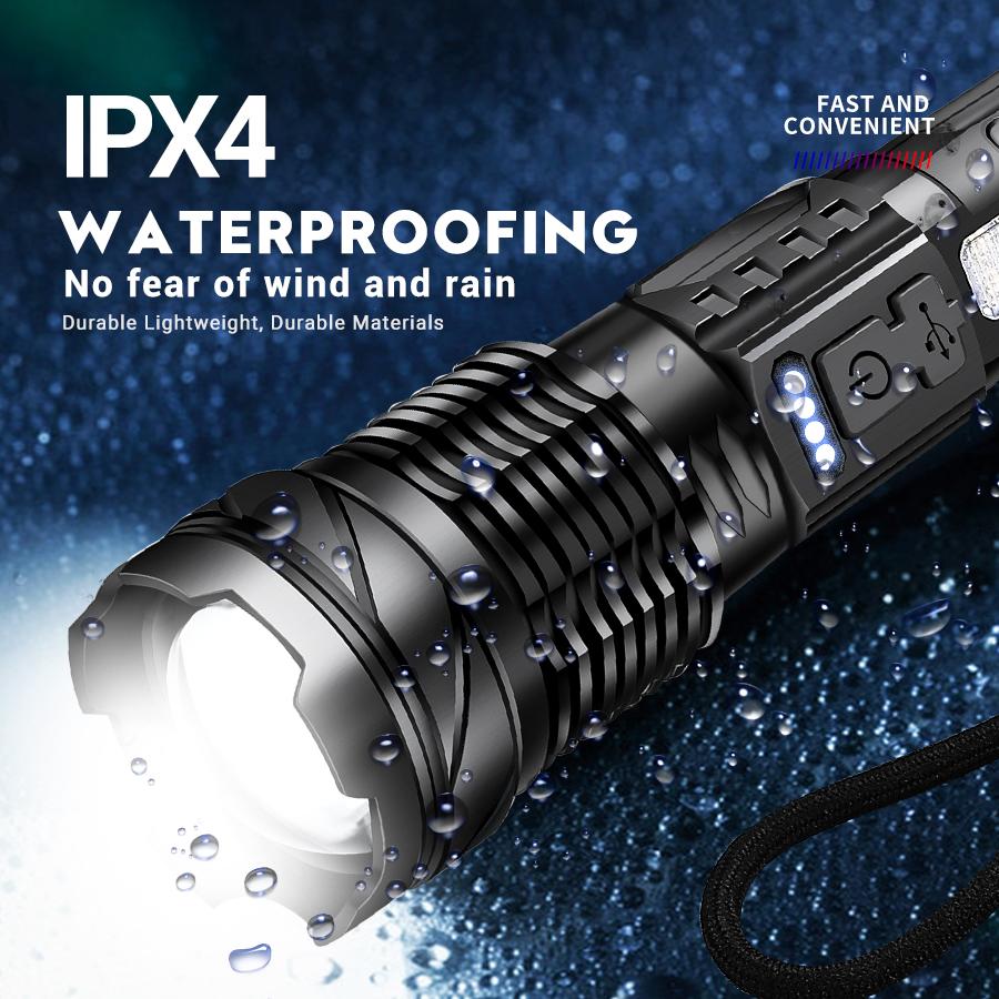 New Upgrade Rechargeable Strong Light Zoom LED Flashlights Warm and White Lamp Beads Built-in Battery Camping Emergency Lantern