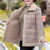 Autumn Winter Outerwear Thickened Fleece Lined Loose plus Size Warm Top for Mom Fashionable Stylish Elderly Women's Coat