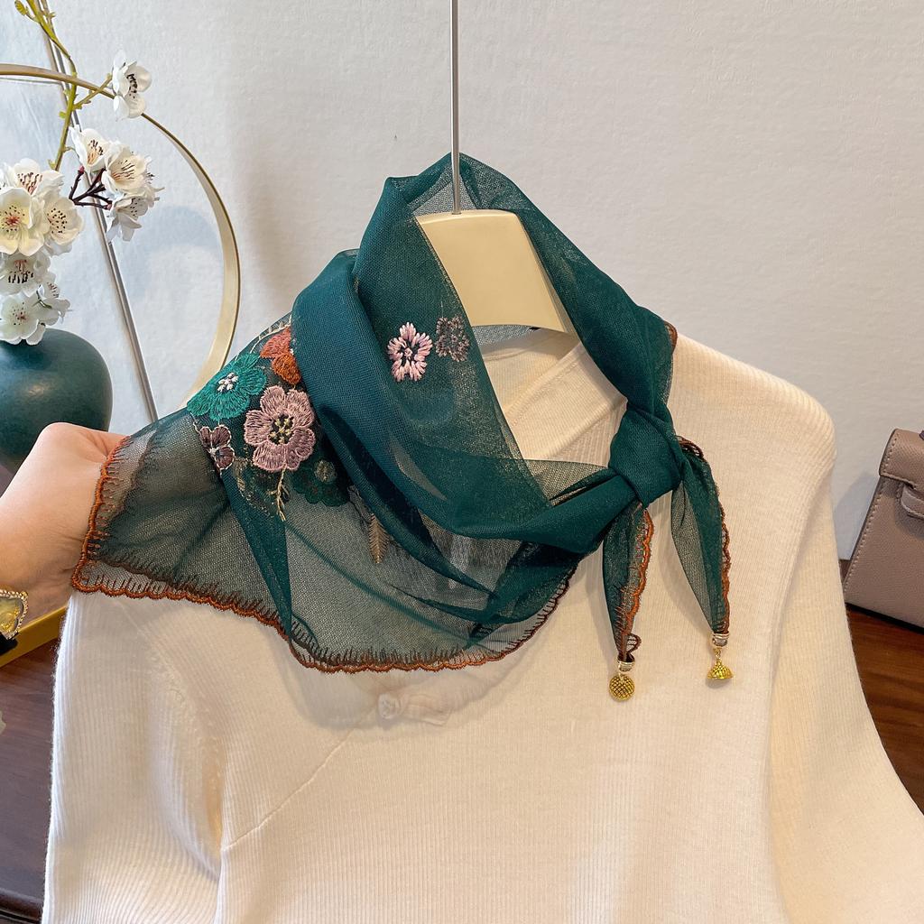 Nowy Damski Kwadratowy Szal z Koronki Wysokiej klasy Cienki Szal Szalik Magnetyczna Klamra Haftowany Szal dla Kobiet