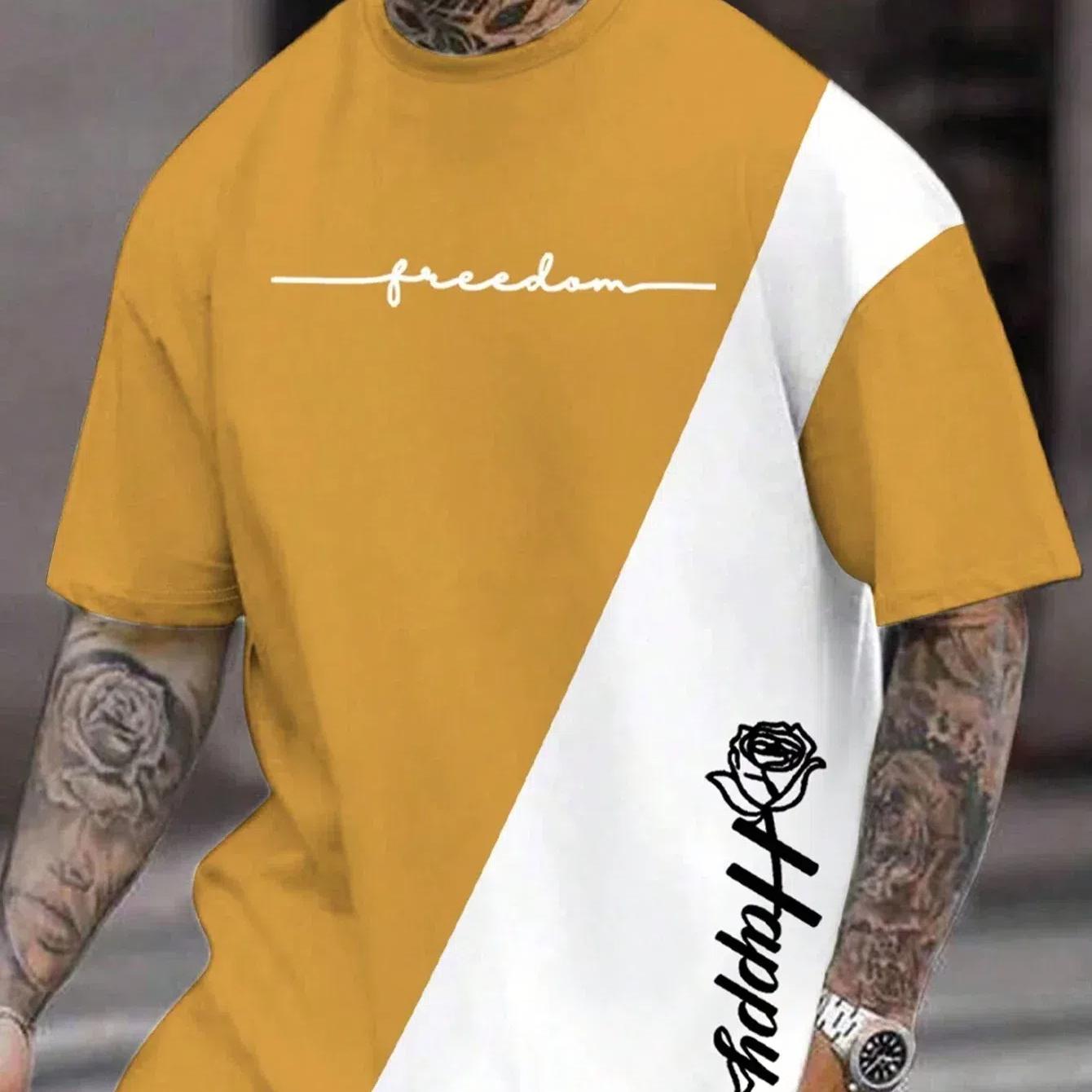 

Футболка для чоловіків Одяг Мода з 3D-друком Harajuku з літерами та квітами Чоловічі топи з короткими рукавами Трійники Повсякденні літні спортивні футболки 6XL