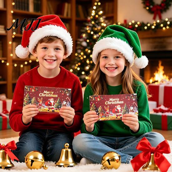 Christmas Gift Giving Supplies Money Card Holder with 6 Slots, Santa/Elk/Tree Theme Cash Box for Santa Claus Bills And Cards, Festive Cardboard