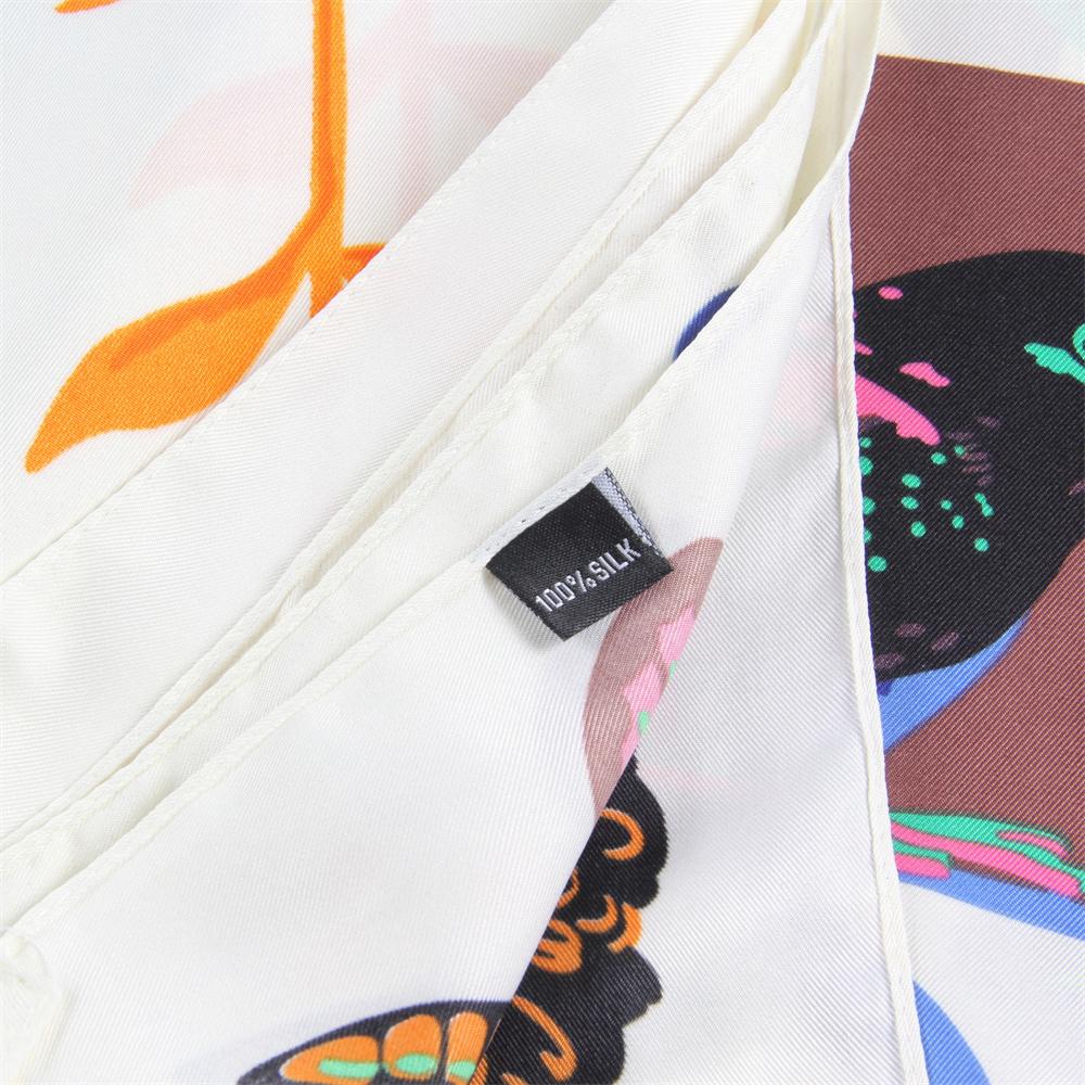 POBING Silk Scarf Women Large Shawls Bottle Flowers Square Scarves Wraps Bandana Luxury Kerchief Hijab Scarf Female Foulards