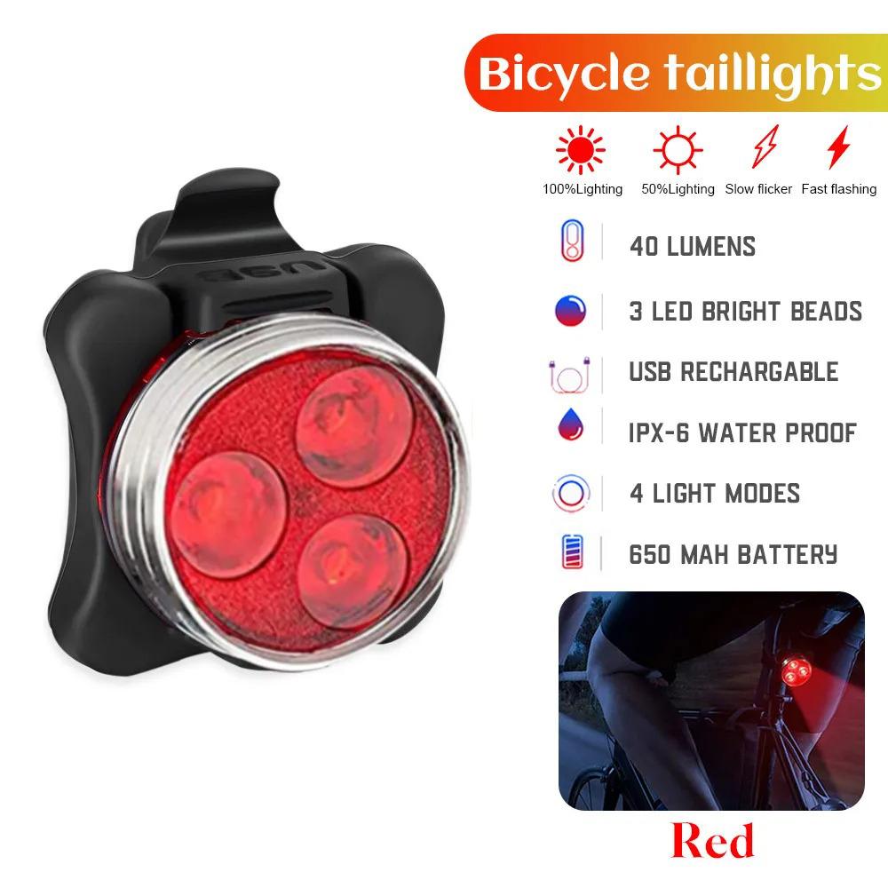 LED Bicycle Front Rear Light USB Rechargeable Portable Clip Taillight for MTB Road Bike Night Safety Riding Cycling Accessories2