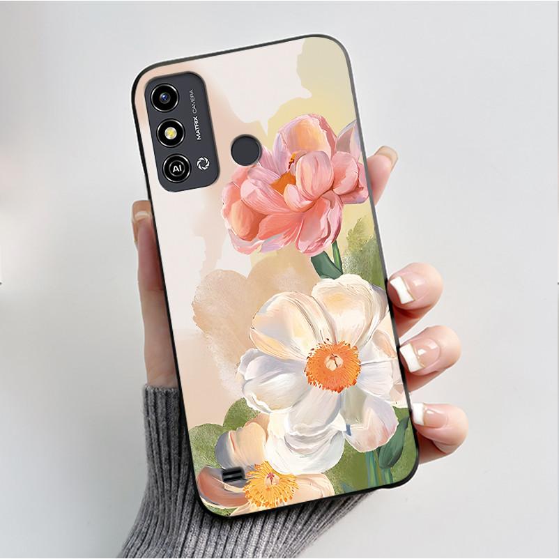 Case For ZTE Blade A53 BladeA53 Pro Casing Luxury Fashion Butterfly Flowers Black Soft TPU Silicone Protective Cover Phone Shell
