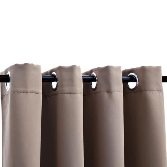 Rideau occultant - vidaXL - Taupe - 290x245 cm - Anneaux en métal - Polyester lavable