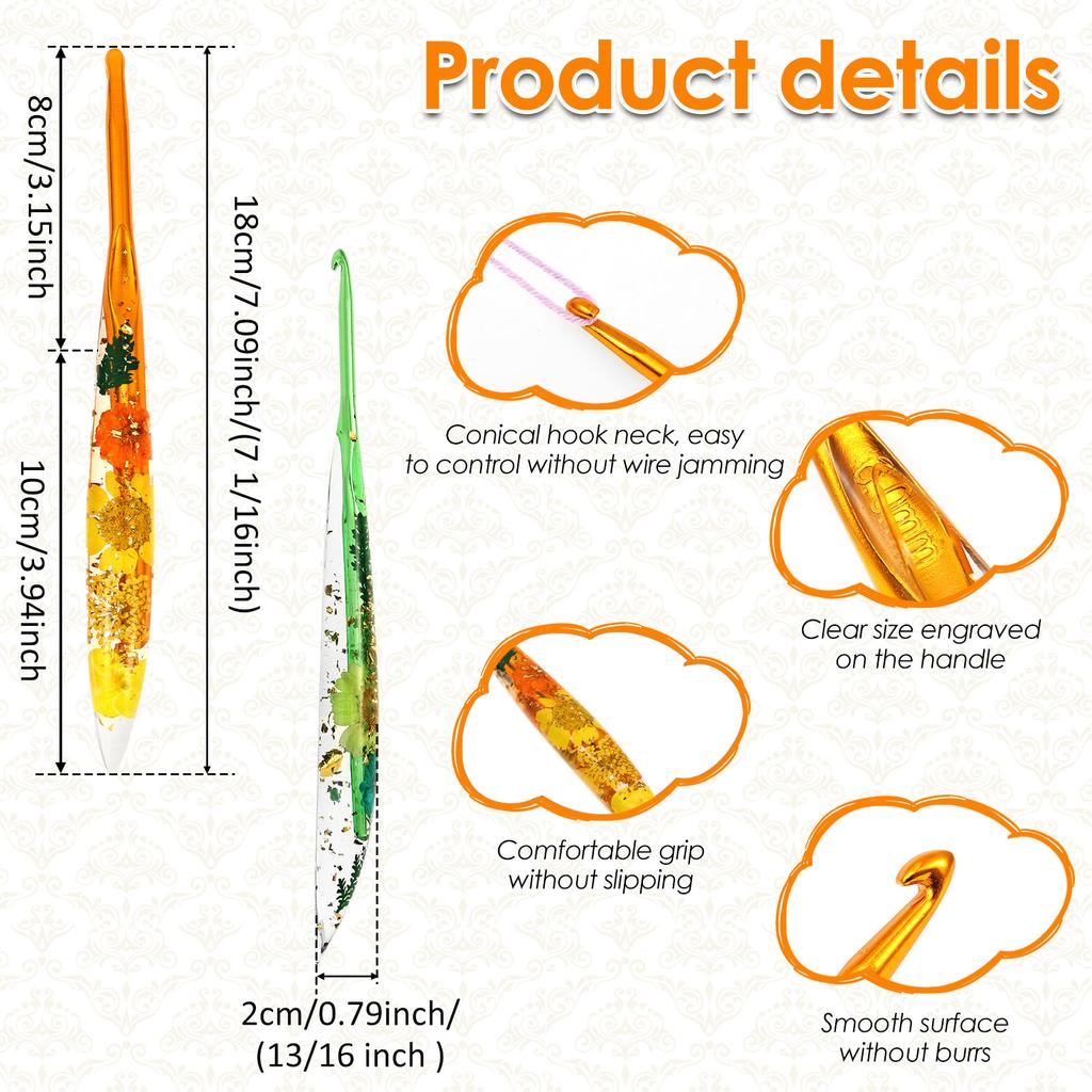 5Pcs Aluminium Crochet Hooks Ergonomic Crochet Needles with Flower Handle Knitting Hooks Set for Knitting Sweaters Scarves Socks