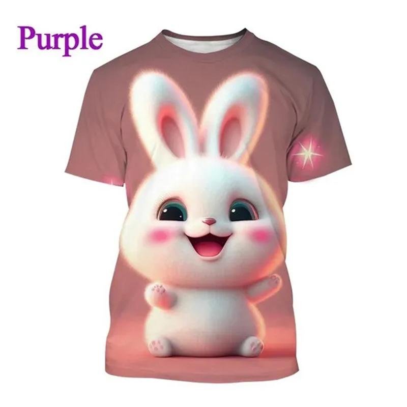 Letní horký výprodej Králík 3D tisk Tričko Zvíře Kulatý výstřih Krátký rukáv Módní Unisex Ležérní Roztomilé topy Chlapecké Dívčí Trička