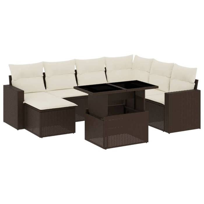 VidaXL Garden Lounge Set 8 Pcs with Brown Cushions Wicker 3267443