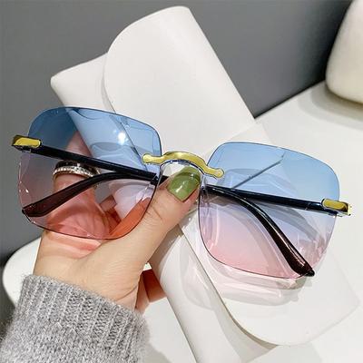 Vintage Gradient Sunglasses UV400 Women Shades Fashion Rimless Sunglasses  for Summer