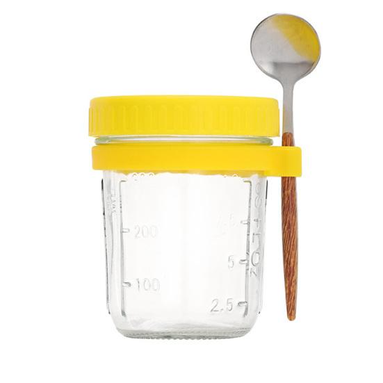 Nádoby na overnight oats se vzduchotěsným víčkem a lžičkou 350 ml Snídaňová nádoba na jogurt, salát, chia pudink Nepropustné přenosné skleněné nádoby na jídlo