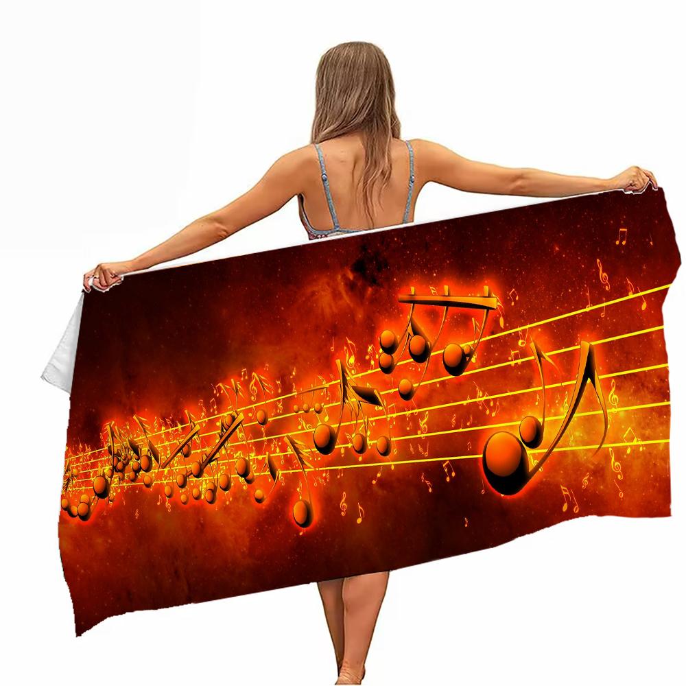 

Oversized Beach Towel with Musical Score Pattern, Soft Quick-drying Towel for Outdoor Activities, Bathroom Accessories W40*H60(CM)