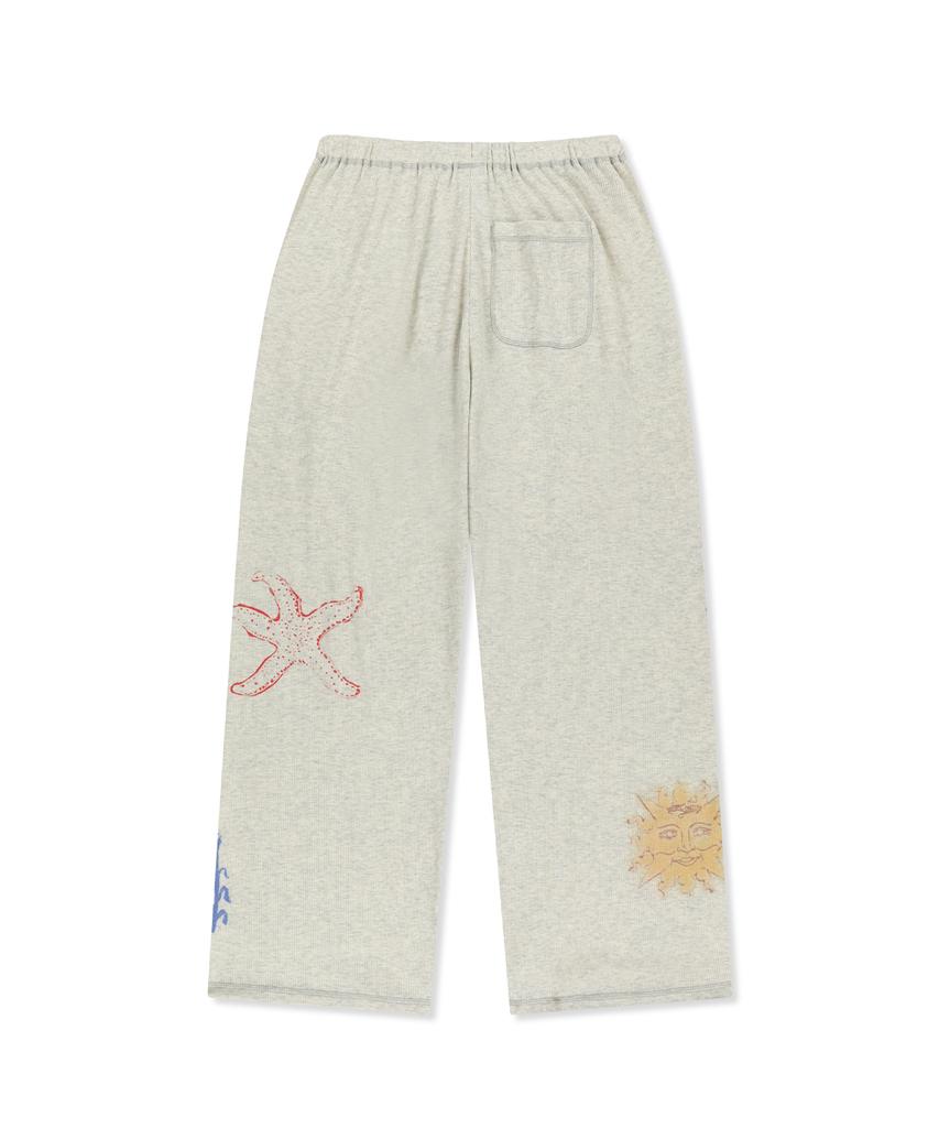 Mattengkim Sketch Graffiti Waffle Pants In Light Beige