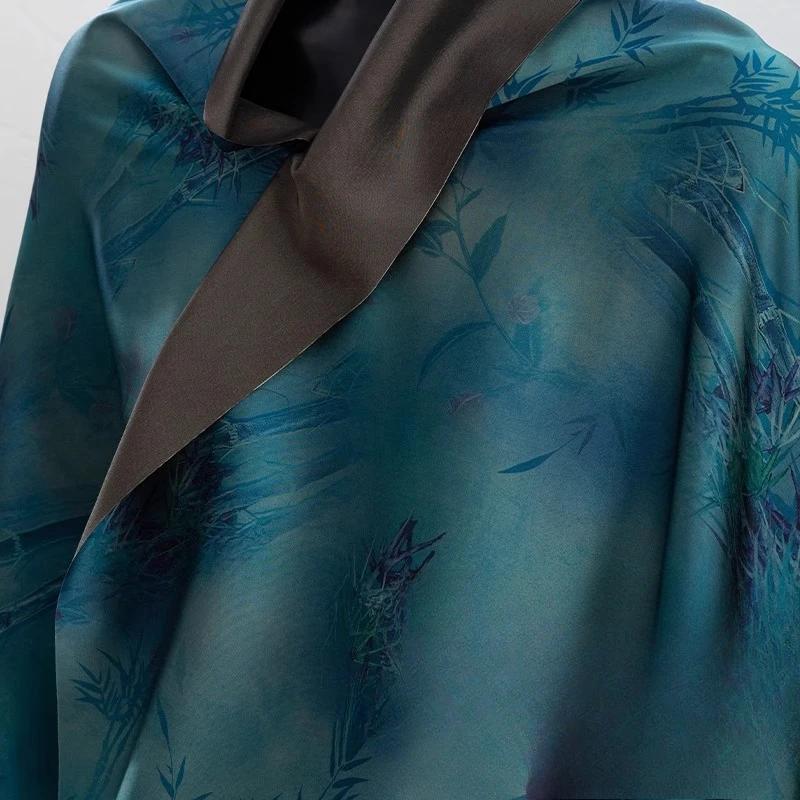 

100x150см Винтажная ткань из гамбье кантонской марли с цветочным принтом, Имитация шелка для шитья одежды, платья 100x150cm