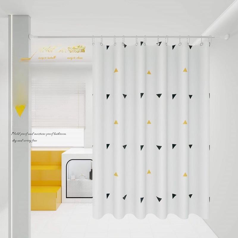 Transparent Waterproof Shower Curtain Bathroom Translucent Partition Curtain Easy Clean Wipe Mildew Proof Curtains with Hooks