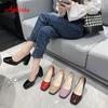 Fashion Aphixta 7.5cm Square Tou Patent Leather Shoes Women Pumps Thick Heels Sapato Feminino Work Party Shoes Super Big Plus Size 50