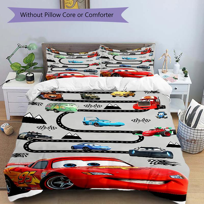 Cars Adventure Race Track Print 3Pcs Bedding Setduvet Cover With 2 Bedropillowcase Home Birthday Gift