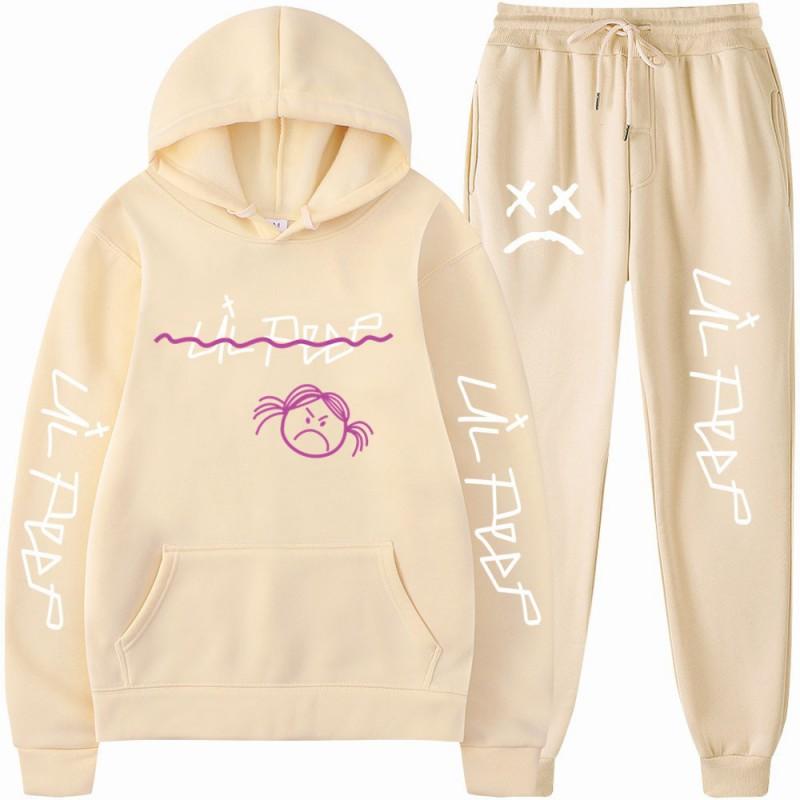 Mens Streetwear Hooded Sweatshirt Pants Set Casual Outfit Trendy Urban Style
