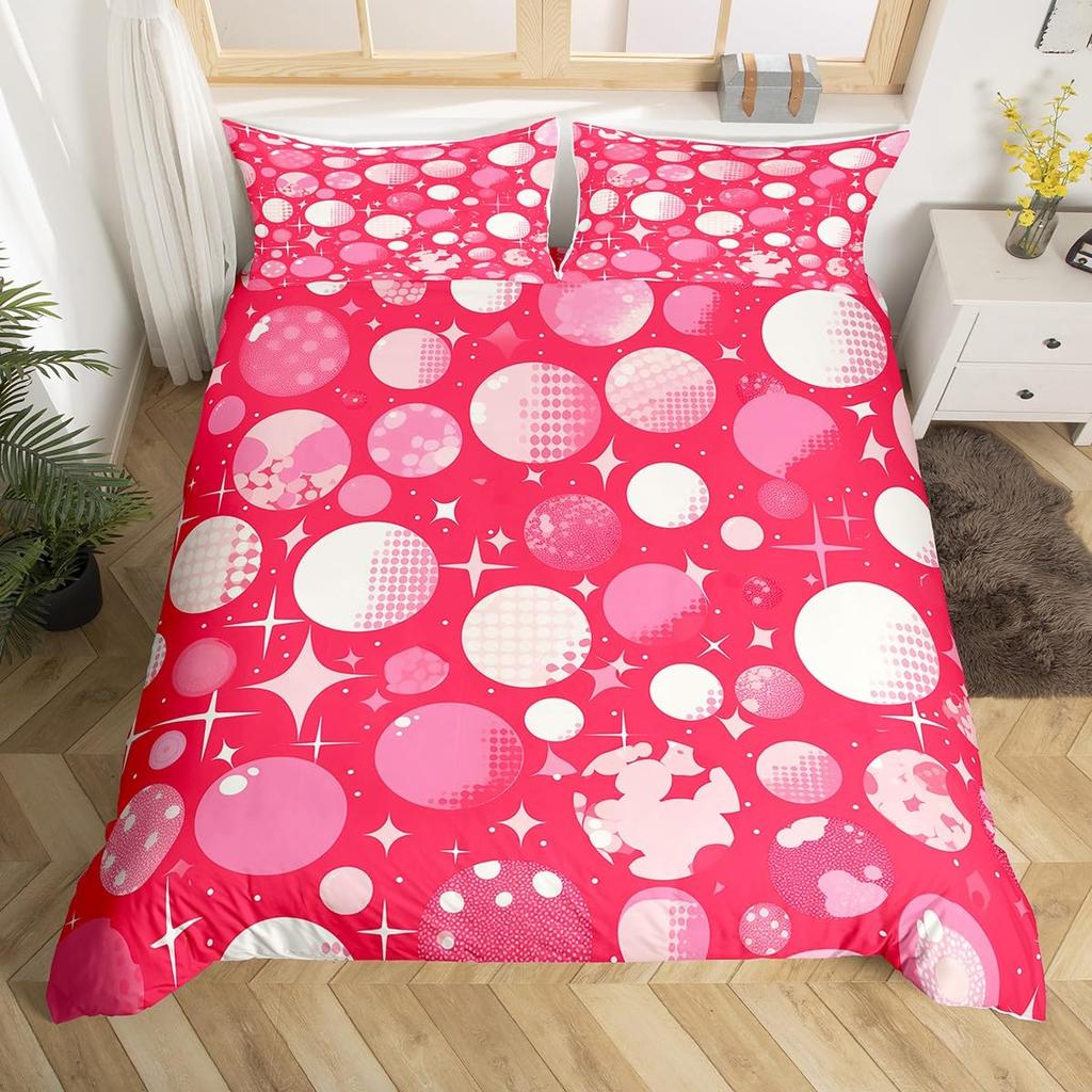 Colorful Love Heart Comforter Cover Queen Pink Black Bedding Set Romantic Duvet Cover Valentine's Day Quilt Cover with Zipper