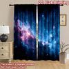 2D Flachdruck 2 Stück Fenstervorhänge Tiefraum Sterne Nebel Digital Bedruckte Polyester Vorhänge Festliche Wanddekoration für Wohnkultur