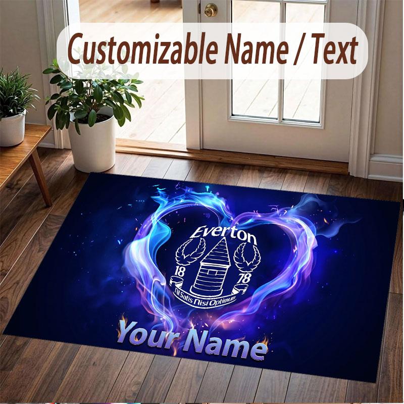 Custom Rug Everton FC Pattern Print Name Text Soft Non‑Slip Floor Carpet for Home Indoor Decoration