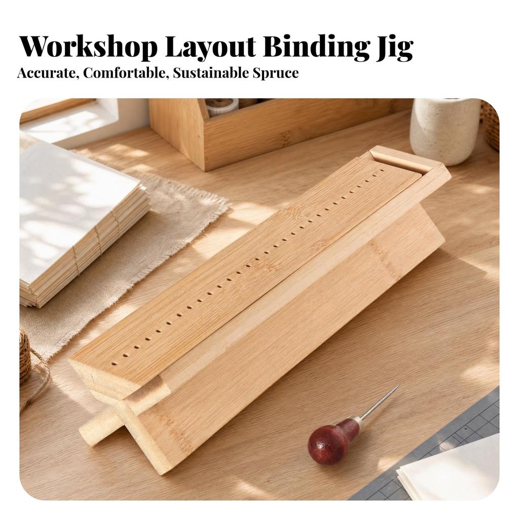 Natural Wood Bookbinding Guide with Awl Easy-to-Use for DIY Stationery Makers