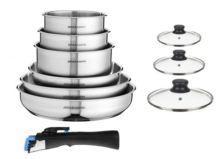

Batterie de cuisine Gris 10 pièces amovibles Arthur Martin