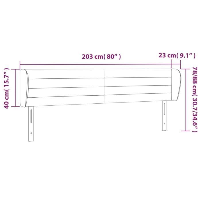 VidaXL Headboard with Ears Light Grey 203x23x78-88 Cm Velvet3117350